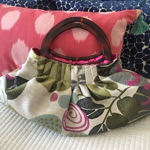 Floral Patterned Hobo Bag with Dark Handles